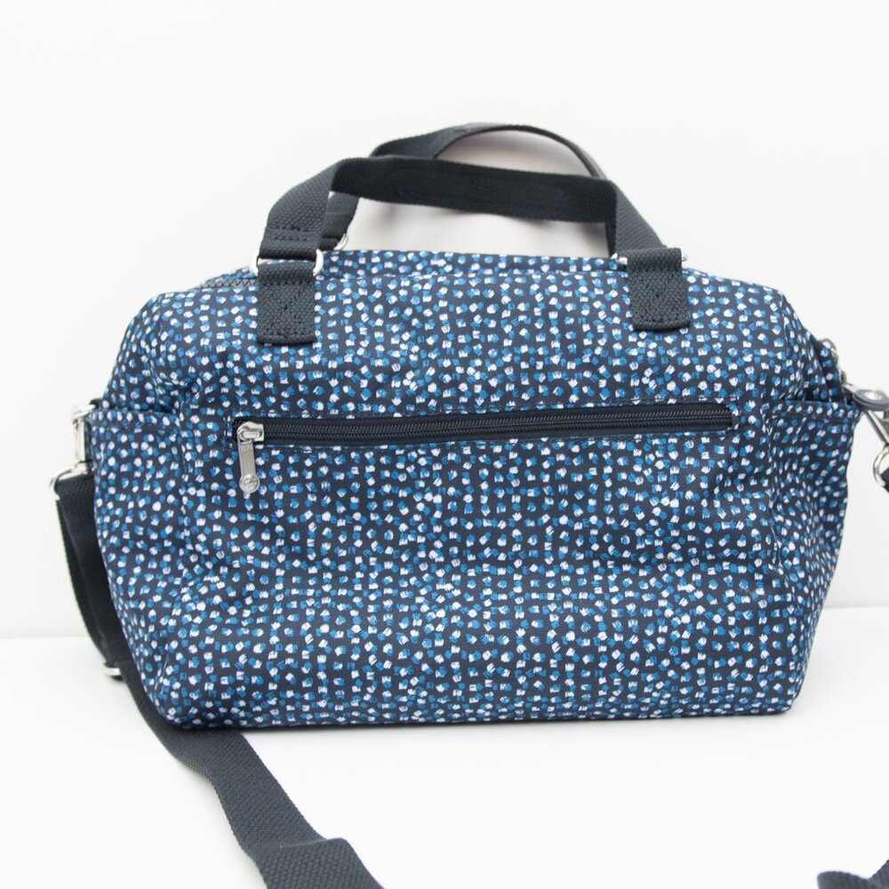 Kipling Flora Shoulder Bag Printed Notes Purse Removable Strap Blue White - Picture 2 of 9